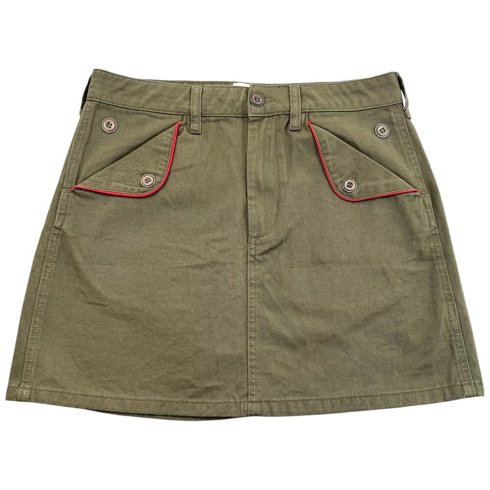 BDG Urban Outfitters Women M Olive Green Military Mini Skirt Red Piping Utility